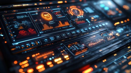 Obraz premium Complex technological system closeup