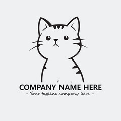 Cat illustration black and white for logo company vector image