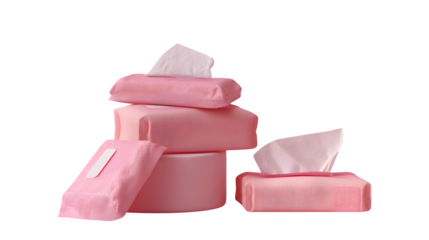 Soft pink packaging of wet wipes on a pastel background, emphasizing hygiene and freshness --ar 16:9 --v 7.0