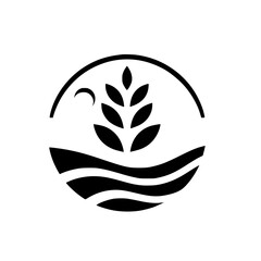 Fototapeta premium Simple Black Wheat Logo: Harvest, Organic, and Nature Symbol
