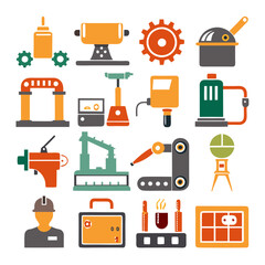 Set of diverse engineering and manufacturing industrial icons