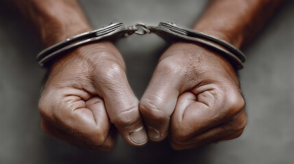 American male restrained with handcuffs, expressing intense emotional distress representing systemic inequality