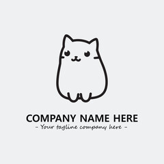 Cat illustration black and white for logo company vector image