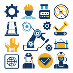 Industrial Automation and Manufacturing Vector Icons and Symbols