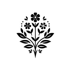 Black and White Floral Motif: Minimalist Flower Design for Branding