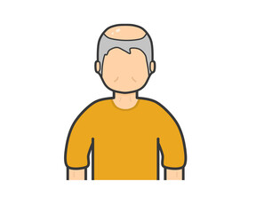 Old man in orange clothes