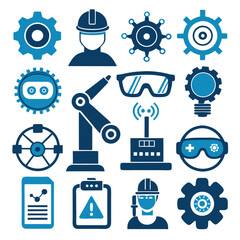 Industry 4.0 and Industrial Automation vector icon collection