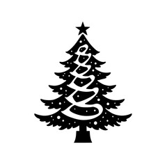 Minimalist Black and White Christmas Tree Icon, Clean Festive Design