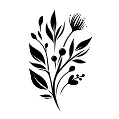 Elegant Black and White Floral Vector Illustration