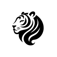 Minimalist Tiger Head Logo in Black & White - Bold & Powerful