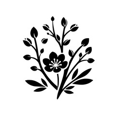 Black Blossom Vector: Minimalist Floral Design