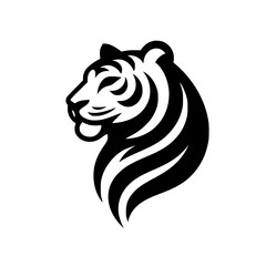 Black & White Tiger Head Logo: Bold, Minimalist, Vector
