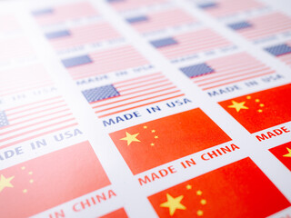 Made in USA and Made in China Seamless print on paper Sticker.