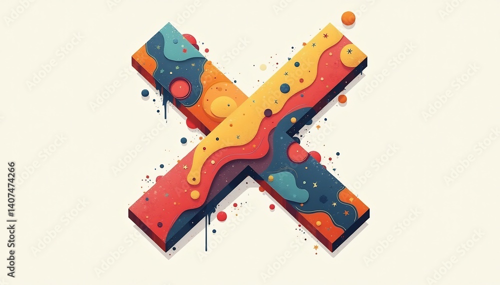Aufkleber abstract x design: a vibrant and artistic x design is presented, created with overlapping layers and