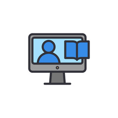 E-learning colored icons, minimalist vector illustration ,simple transparent graphic element .Isolated on white background