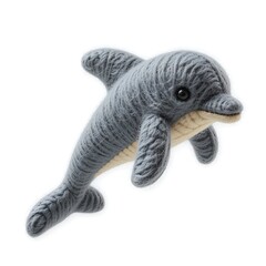 Dolphin crafted in a cozy, thick wool texture style with isolated white background 
