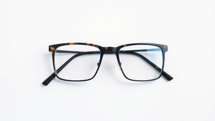Fototapeta premium Stylish Black Frame Glasses on Clean Surface