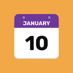 Calendar january 10 date calendar and year, vector icon