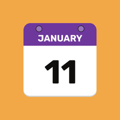 Calendar january date 11 calendar and year, vector icon