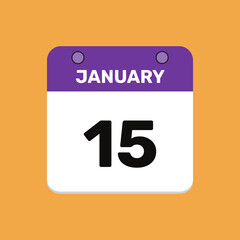 Calendar january 15 date calendar and year, vector icon