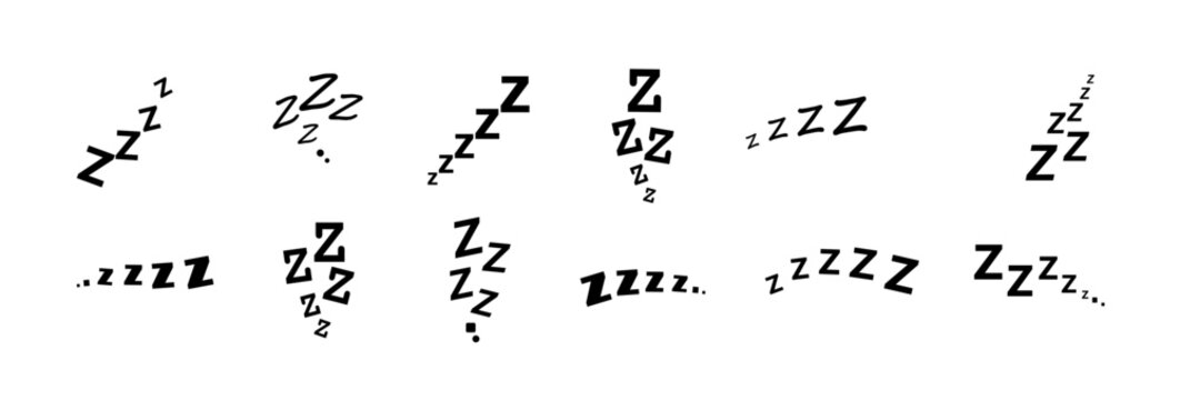 Zzz bed sleep snore icons snooze nap Z sound . Sleepy yawn or insomnia sleeper alarm clock Zzz line icons of goodnight deep sleep, bored or tired