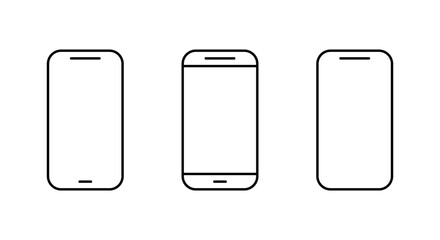 Smartphone device outline icon set in thin style. Mobile phone, cellphone sign. Gadget symbol. Editable stroke