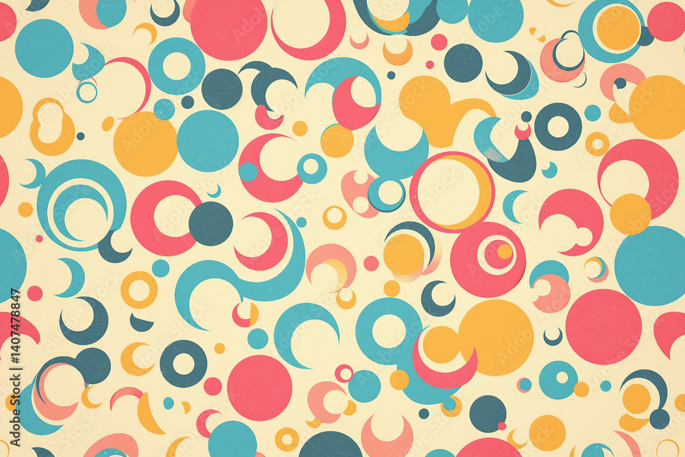 Poster retro generative ai artwork featuring a colorful circular pattern with intricate details in warm bro