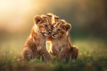 Naklejka premium Powerful Lion Roaming the Wild Savanna, Radiating Majesty, Strength, and Untamed Wilderness