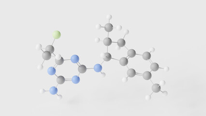 indaziflam molecule 3d, molecular structure, ball and stick model, structural chemical formula herbicide
