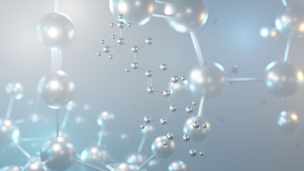 isobutylamido thiazolyl resorcinol molecular structure, 3d model molecule, tyrosinase inhibitor structural chemical formula view from a microscope