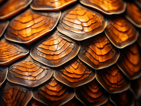 Turtle shell macro with scutes forming a strong pattern offering unique protection
