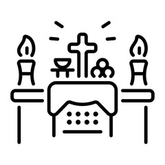 Religious altar icon in outline style 