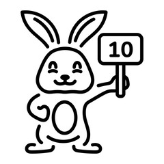 A linear style icon of cute easter hare 
