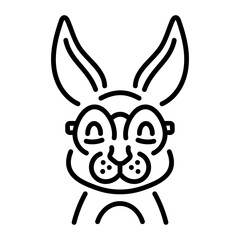 A linear icon of an easter bunny glasses 