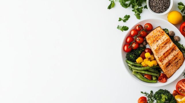 a personalized meal planner chart, editable nutrition log, bright clean style, isolated on white background - Powered by Adobe