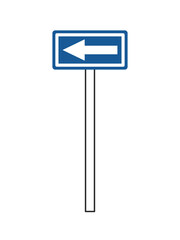 ポール付きのシンプル標識の単品イラスト　一方通行