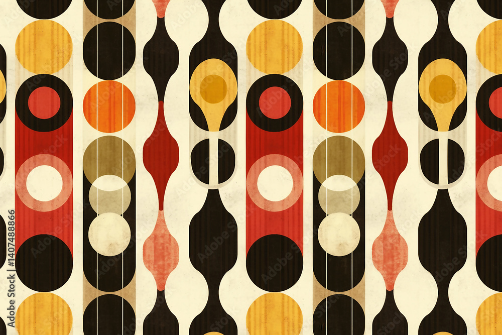 Aufkleber retro generative ai artwork featuring colorful circular patterns and ornamental design