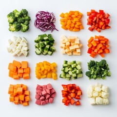 a meatless Monday chart, plant-forward meal plan, bright vegetarian style, isolated on white background