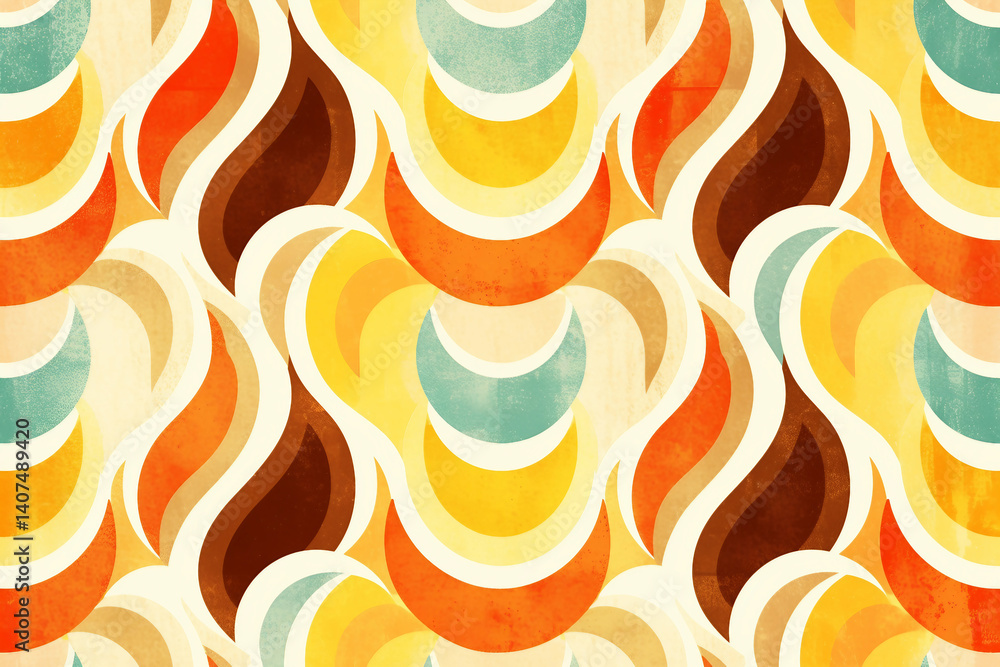 Poster retro generative ai artwork featuring colorful circular patterns and ornamental design