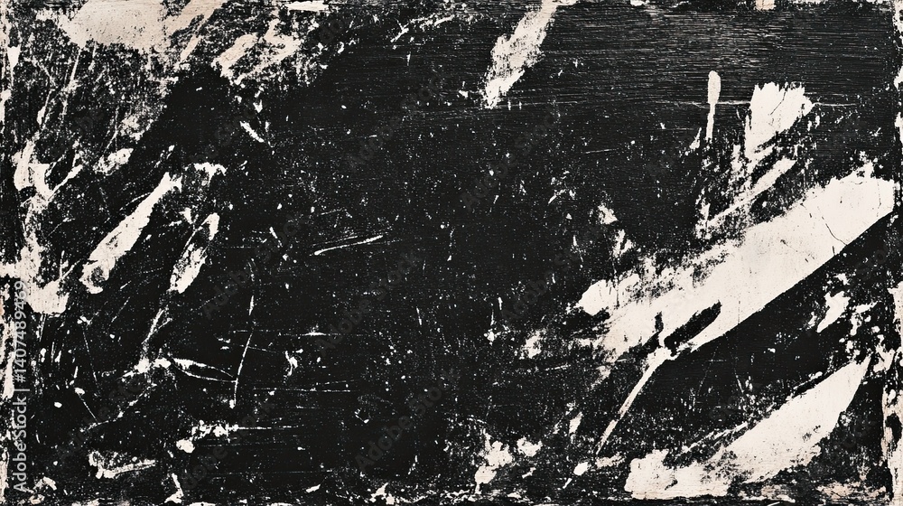 Poster abstract monochrome distressed surface background with chaotic texture