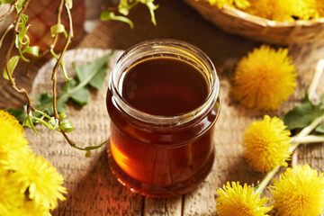 Dandelion honey - herbal syrup made with fresh dandelion flowers
