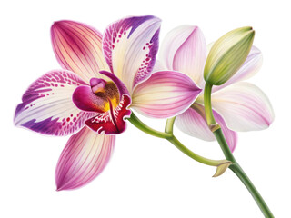 Naklejka premium stunning orchid flower showcases vibrant colors and intricate details, embodying nature beauty and elegance