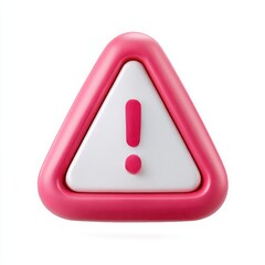 Pink warning sign with exclamation point on white background