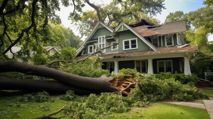 damage tree fell on house