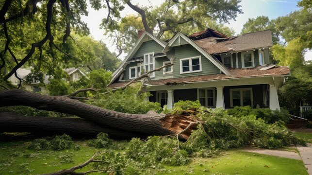 damage tree fell on house