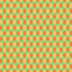 Seamless colorful rainbow argyle pattern, diamond and harlequin geometric pattern. Vector decorative ornamental checkered rhombus background