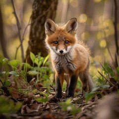 Playful Foxes Frolicking in the Springtime Meadow, Surrounded by Blossoms and Fresh Greenery
