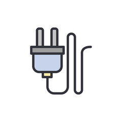 Electric plug colored icons, minimalist vector illustration ,simple transparent graphic element .Isolated on white background