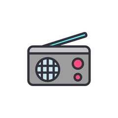 Fototapeta premium Radio colored icons, minimalist vector illustration ,simple transparent graphic element .Isolated on white background