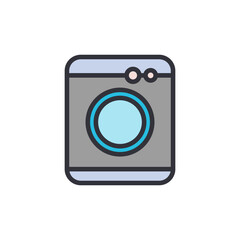 Washing machine colored icons, minimalist vector illustration ,simple transparent graphic element .Isolated on white background